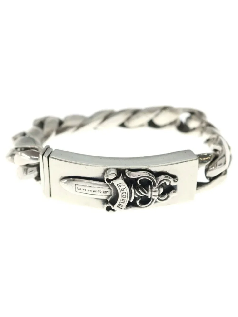 Chrome Hearts ID Dagger ID Classic Link Bracelet Silver